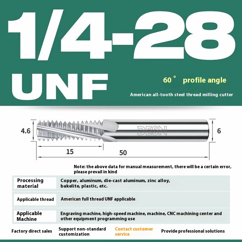 1115-65° high hard tungsten carbide thread milling cutter Long tooth full tooth alloy American thread milling cutter UNC UNF aluminum stainless steel Shandong Denso Pricision Tools Co.,Ltd.